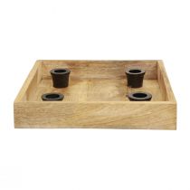 Itens Bandeja para velas bandeja de madeira castiçal natural 24,5 cm