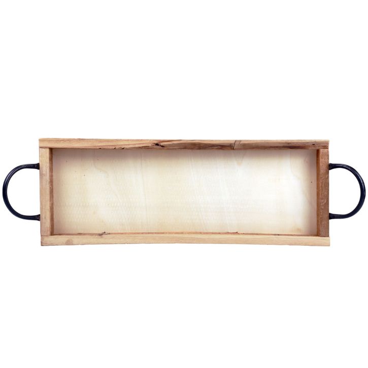 Itens Bandeja de madeira com alças, bandeja decorativa, oblonga, natural, 50×19×3cm