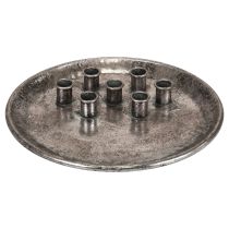 Castiçal em metal prateado vintage Ø30cm