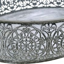 Itens Tigela decorativa metal padrão oval cinza 25,5/29/34,5 cm conjunto de 3