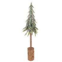 Itens Pinheiro artificial com acabamento gelado e base de madeira, decoração de inverno, 60 cm