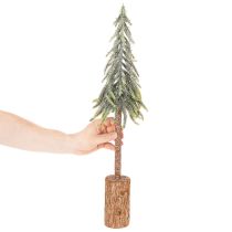 Itens Pinheiro artificial com acabamento gelado e base de madeira, decoração de inverno, 60 cm