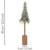 Itens Pinheiro artificial com acabamento gelado e base de madeira, decoração de inverno, 60 cm