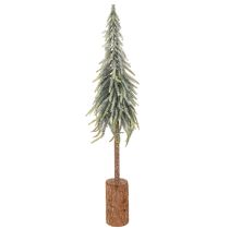 Itens Pinheiro artificial, com efeito de gelo, árvore decorativa sobre base de madeira para decoração de inverno e Natal, 75 cm
