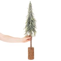 Itens Pinheiro artificial, com efeito de gelo, árvore decorativa sobre base de madeira para decoração de inverno e Natal, 75 cm