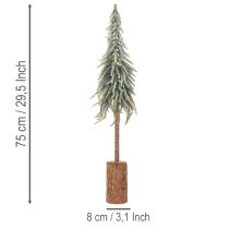 Itens Pinheiro artificial, com efeito de gelo, árvore decorativa sobre base de madeira para decoração de inverno e Natal, 75 cm