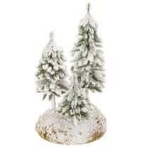 Itens Árvores de Natal cobertas de neve, paisagem artificial de inverno para decoração de vila natalina e mesa, 29 cm