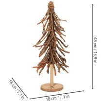 Itens Árvore de Natal feita de ramos de salgueiro sobre uma base de madeira, 48 cm