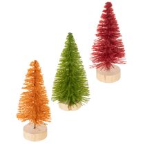 Itens Árvore de Natal artificial com base de madeira, pequena, 16 cm, 6 peças