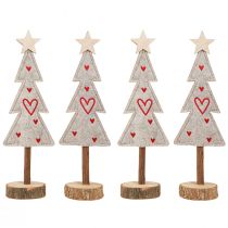 Itens Árvore de natal feita de feltro com corações cinza vermelho 28 cm 4 unidades