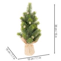 Itens Árvore de Natal artificial em saco de juta, pequena decoração de mesa, mini árvore de Natal, 38 cm