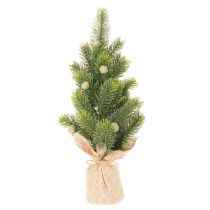 Itens Árvore de Natal artificial em saco de juta, pequena decoração de mesa, mini árvore de Natal, 38 cm