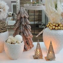 Pinhas, decorações de Natal, abeto de inverno coberto de neve, branco lavado Alt.40cm Ø18cm