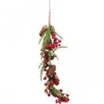 Cabide de abeto com bagas e cones 55cm