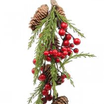 Cabide de abeto com bagas e cones 55cm