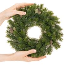 Itens Guirlanda artificial de ramos de pinheiro com pinhas para porta ou mesa, 30 cm