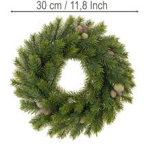 Itens Guirlanda artificial de ramos de pinheiro com pinhas para porta ou mesa, 30 cm