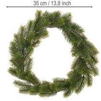Itens Guirlanda artificial de pinheiro verde para decoração de porta, 35 cm