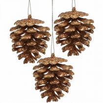 Itens Enfeites de árvore de natal cones deco glitter cobre H7cm 6pcs