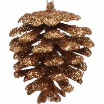Enfeites de árvore de natal cones deco glitter cobre H7cm 6pcs