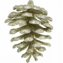 Itens Enfeites de árvore de natal cones decorativos glitter champanhe H7cm 6pcs