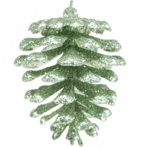 Enfeites de árvore de natal cones decorativos glitter menta H7cm 6pcs