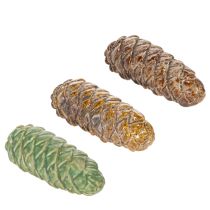 Itens Decoração de pinha de cerâmica, decoração de mesa, outono, 14 cm, 3 peças