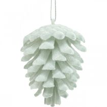 Cones decorativos de pinhas para pendurar branco 7cm 6uds