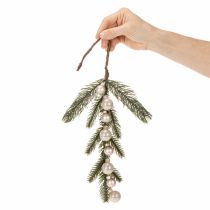 Itens Ramo de pinheiro artificial com mini bolas de Natal brancas, 46 cm, 2 peças