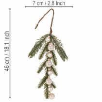 Itens Ramo de pinheiro artificial com mini bolas de Natal brancas, 46 cm, 2 peças