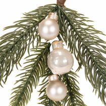 Itens Ramo de pinheiro artificial com mini bolas de Natal brancas, 46 cm, 2 peças