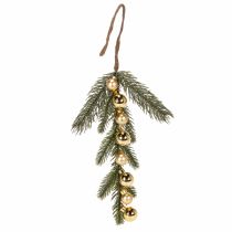 Itens Ramo de pinheiro artificial com mini enfeites de Natal dourados, 46 cm, 2 peças
