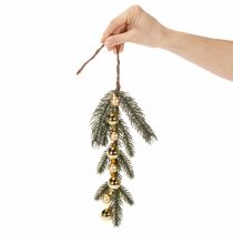 Itens Ramo de pinheiro artificial com mini enfeites de Natal dourados, 46 cm, 2 peças