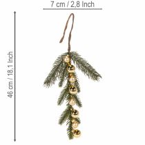 Itens Ramo de pinheiro artificial com mini enfeites de Natal dourados, 46 cm, 2 peças