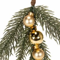 Itens Ramo de pinheiro artificial com mini enfeites de Natal dourados, 46 cm, 2 peças