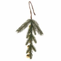 Itens Ramo de pinheiro artificial com mini enfeites de Natal dourados, 46 cm, 2 peças