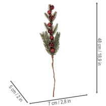 Itens Ramo de pinheiro artificial com enfeites de Natal, 48 cm, 2 peças