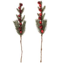 Itens Ramo de pinheiro artificial com enfeites de Natal, 48 cm, 2 peças