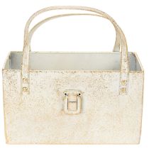 Itens Bolsa metálica, recipiente decorativo, retangular, 26 cm, dourada