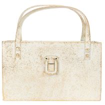 Itens Bolsa metálica, recipiente decorativo, retangular, 26 cm, dourada