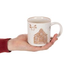 Itens Caneca de cerâmica com motivo de casa e padrão em relevo, 9 cm