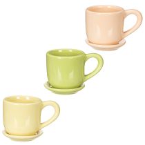 Itens Xícara de café, peça decorativa para mesa, ideal para um ambiente elegante com plantas, 11 cm, conjunto de 3 peças.