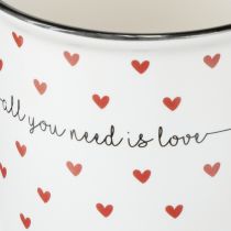 Itens Caneca com corações cerâmica branca vermelha Ø9cm H9cm