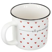 Itens Copo com corações copo de cerâmica branco vermelho Ø9cm A9cm