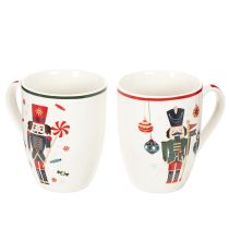 Itens Caneca de Natal com motivo de quebra-nozes e bengala doce, 10 cm, conjunto com 2 peças