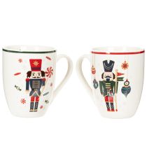 Itens Caneca de Natal com motivo de quebra-nozes e bengala doce, 10 cm, conjunto com 2 peças