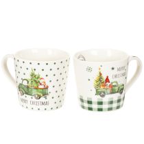 Itens Caneca de café Feliz Natal com motivo de carro natalino, caneca de cerâmica de 10 cm, 2 unidades.