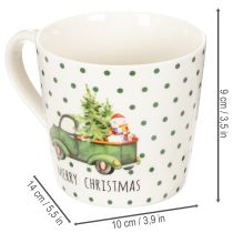 Itens Caneca de café Feliz Natal com motivo de carro natalino, caneca de cerâmica de 10 cm, 2 unidades.