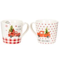 Itens Caneca de Natal com carro e árvore de Natal, canecas de cerâmica, 10 cm, conjunto com 2 unidades