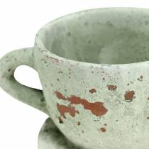 Itens Vaso para plantas com pires vintage cinza, tom natural Ø8cm Alt.6,5cm 4 unidades